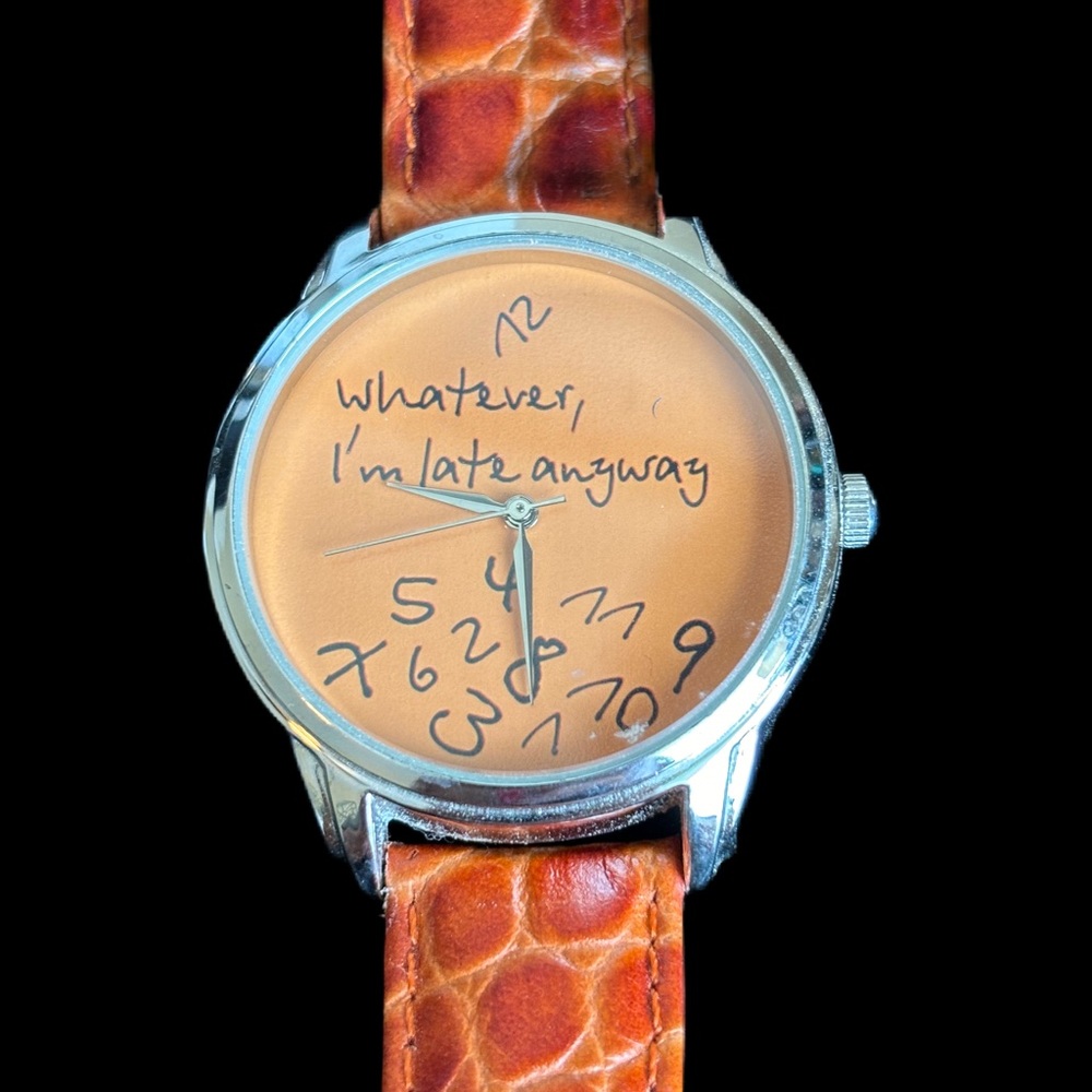 Nagata Genuine Leather Orange Funny Watch